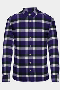 Grape Purple and White Checks Organic Cotton Flannel Shirt