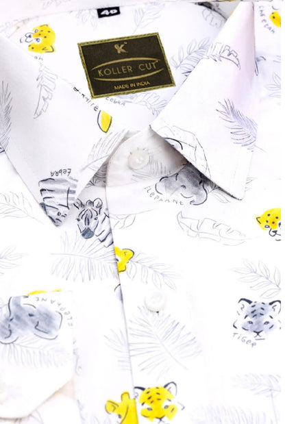 Snow White Animal Printed Super soft Giza Cotton Shirt