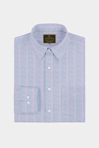 Cloud Grey and Neon Pink Pin Stripes Cotton Shirt