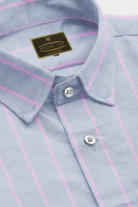 Cloud Grey and Neon Pink Pin Stripes Cotton Shirt