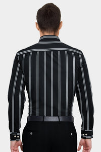 Jade Black and White Wide Stripes Cotton Shirt