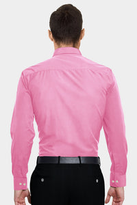 French Pink and White Dobby Textured Cotton Shirt