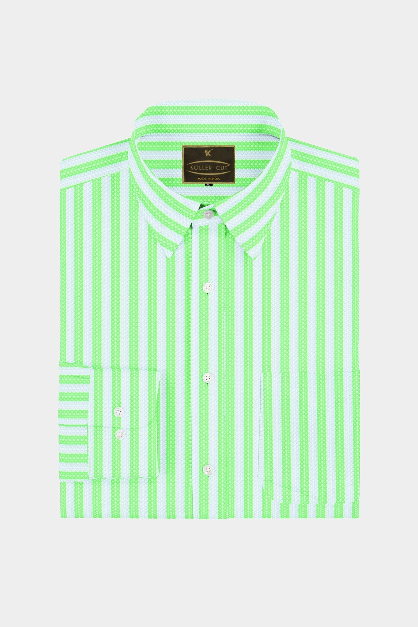 White and Seafoam Green Candy Stripes Cotton Shirt