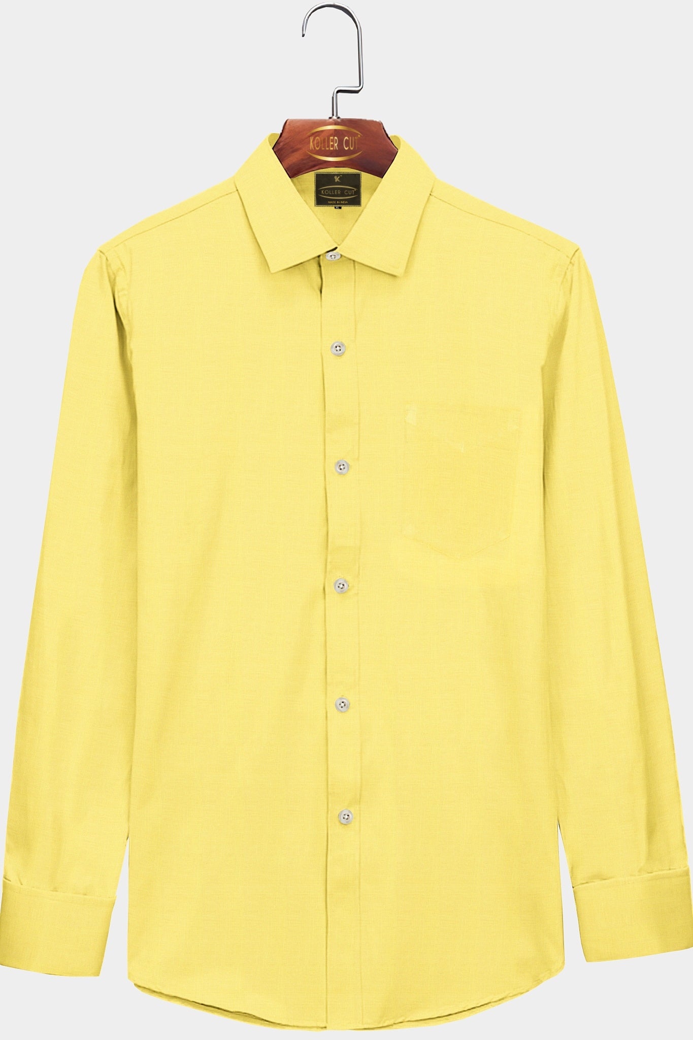 SHIRT LEMON YELLOW FORMAL PREMIUM WITH CHECK TRIMMING