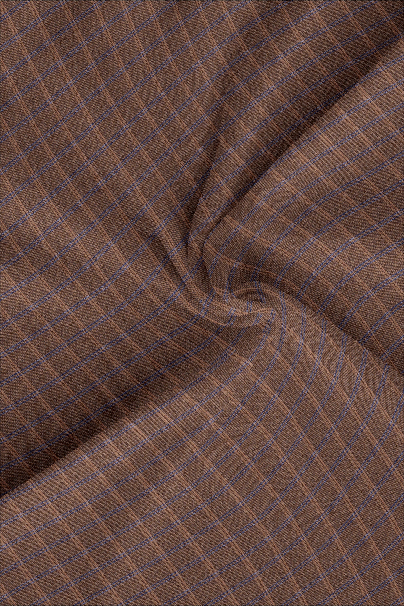 Bronze Brown and Admiral Blue Checks Cotton Shirt