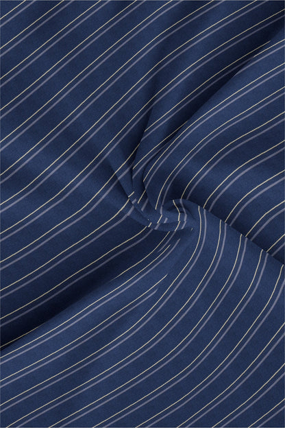 Space Blue with Dolphin Grey and White Stripes Cotton Shirt