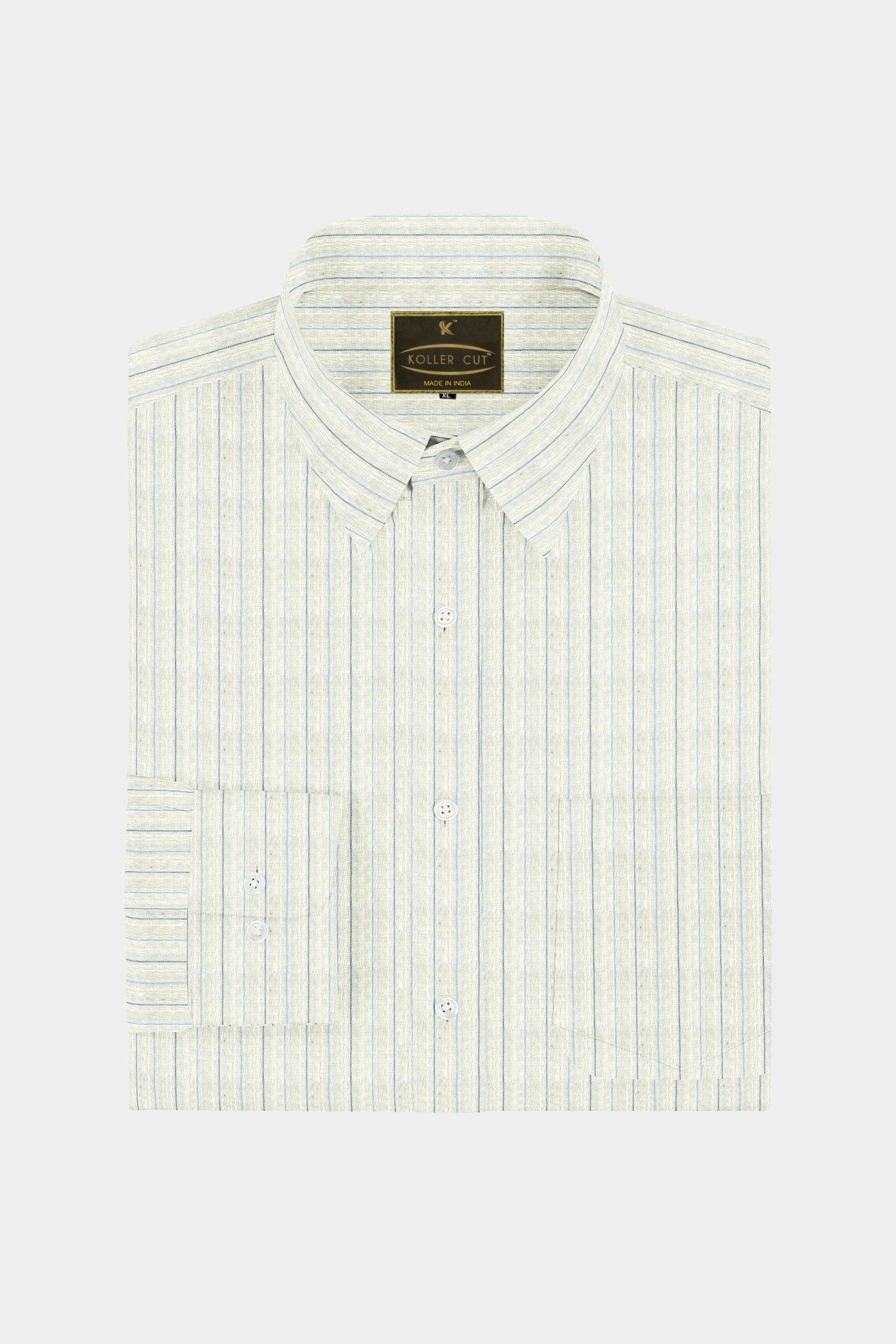 Snow White with Azure Blue and Yale Blue Pinstripes Linen Shirt
