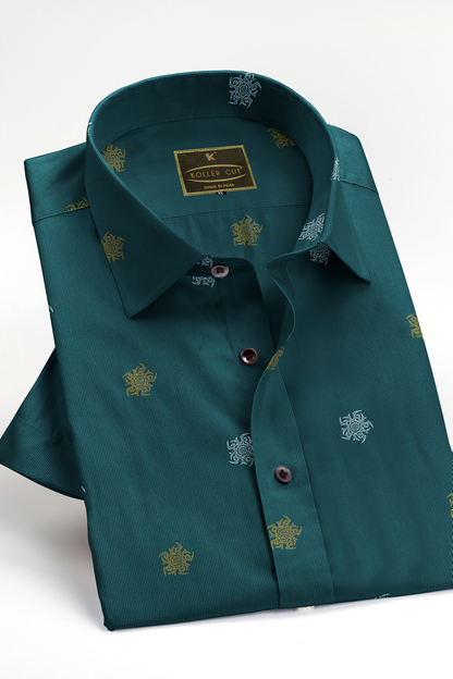 Green Vogue Pentagon Printed Men's 100% Cotton Shirt