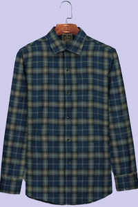 Mid Night Blue with Dark Slate Grey Scottish Tartan Premium Cotton Mens shirt