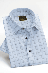 Link Water White with Black Checks 100% Premium Cotton Mens Shirt