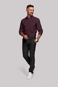Navy with maroon Gingham Men's Cotton shirt
