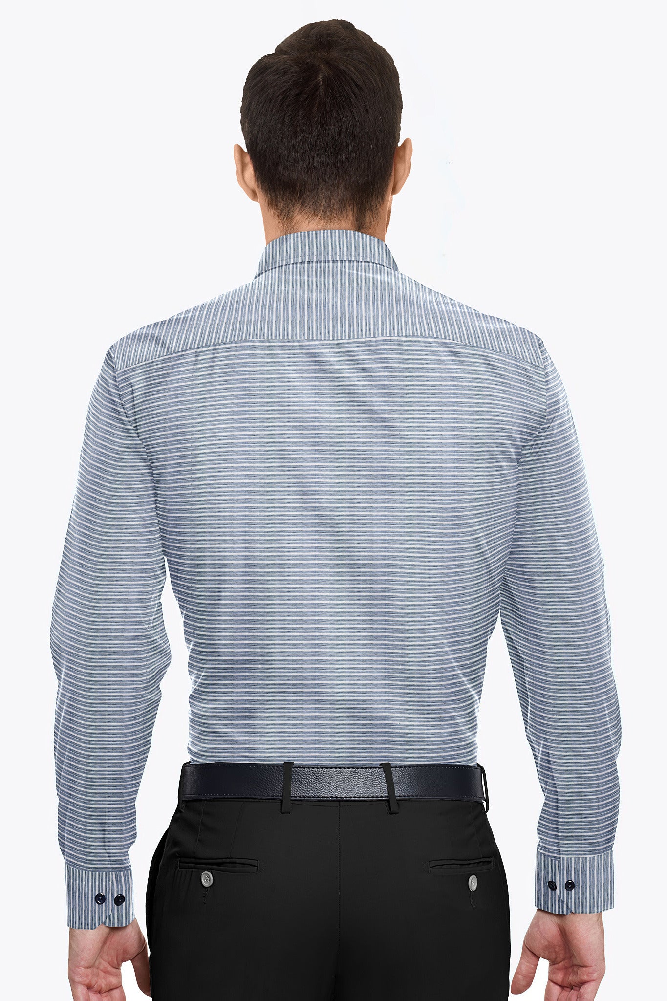 White with Lucid blue Pinstriped Men's 100% Premium Cotton Shirt