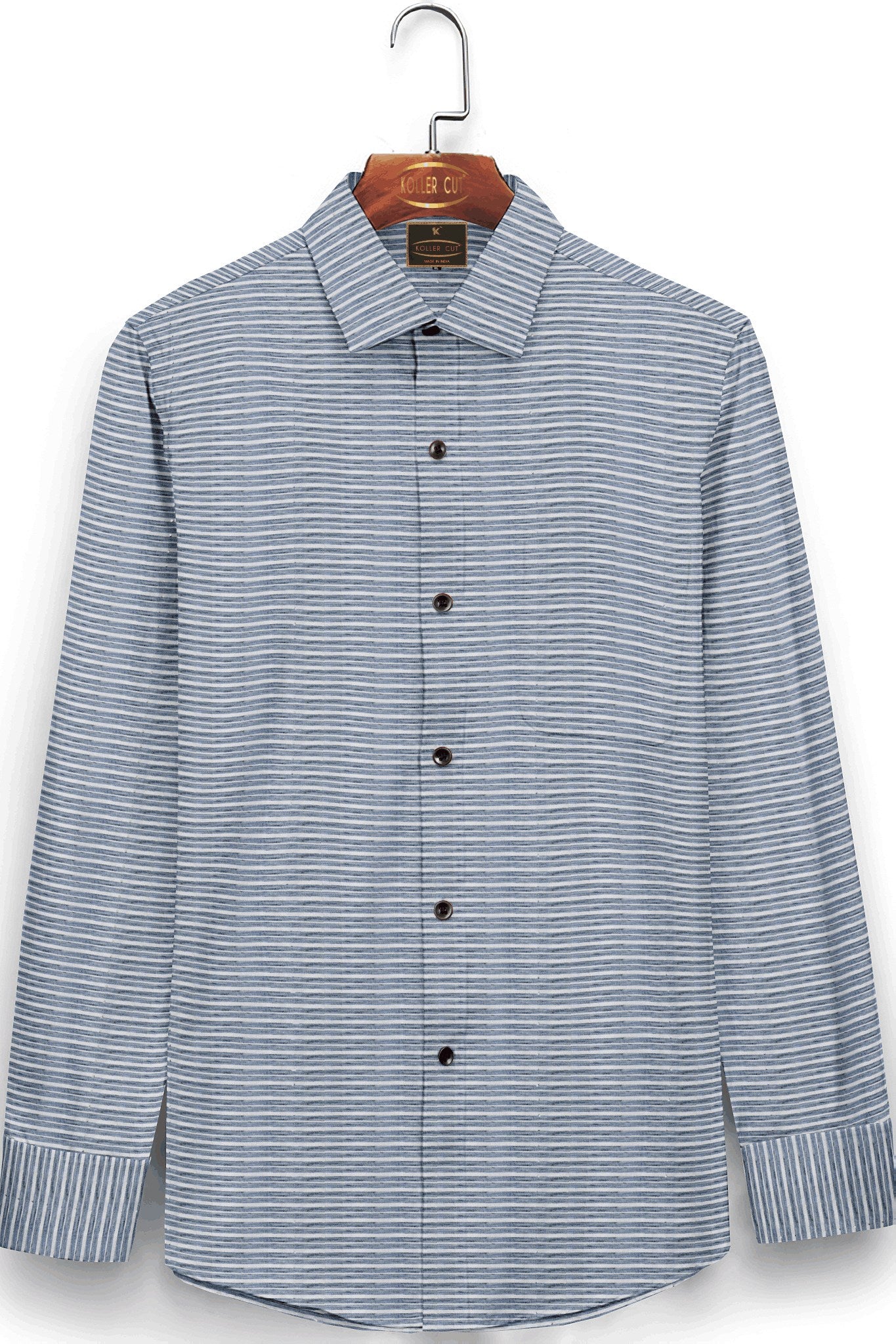 White with Lucid blue Pinstriped Men's 100% Premium Cotton Shirt