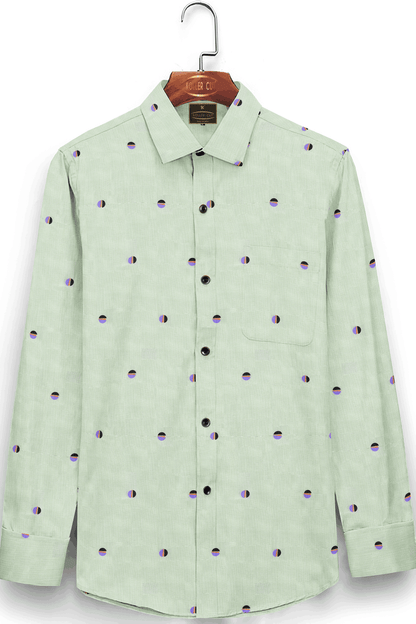 Surf Crest Green with Medium Purple and Burning Sand Orange Round Printed 100 % Premium Cotton Shirt