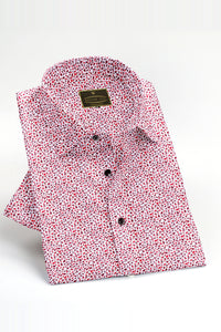 White with American Red and Maroon Lepord Printed Men's Premium Giza Cotton Shirt
