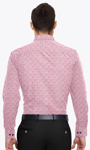 White with American Red and Maroon Lepord Printed Men's Premium Giza Cotton Shirt