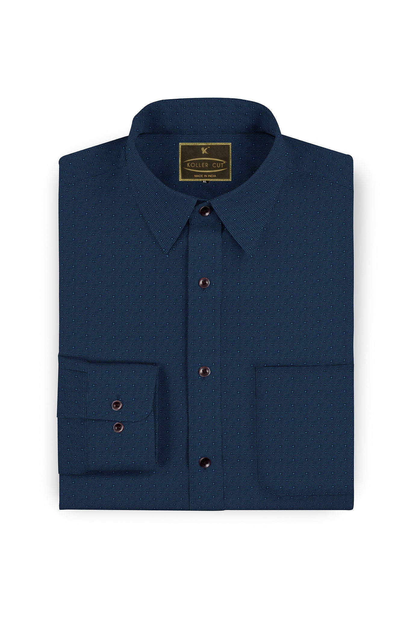 Navy with Carolina Blue Microdotted Mens Cotton Shirt