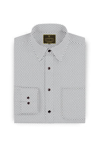 White with Black Anchor Printed Men's Cotton Shirt