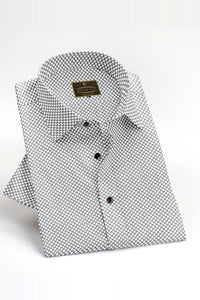 White with Black Anchor Printed Men's Cotton Shirt