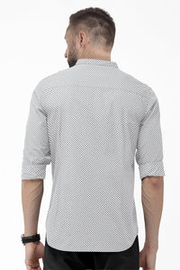 White with Black Anchor Printed Men's Cotton Shirt