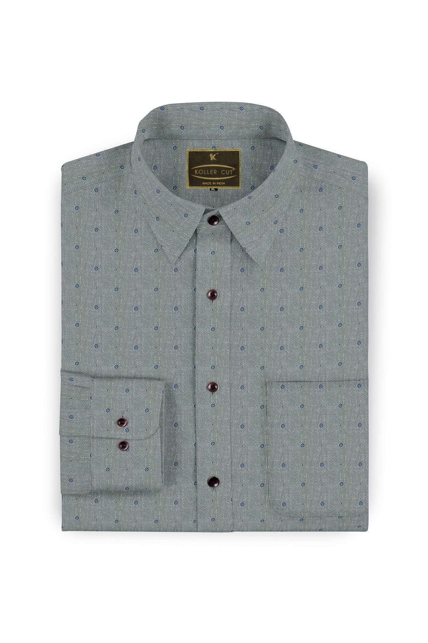 Rhino Gray with Diamond in Circle Printed Cotton Shirt