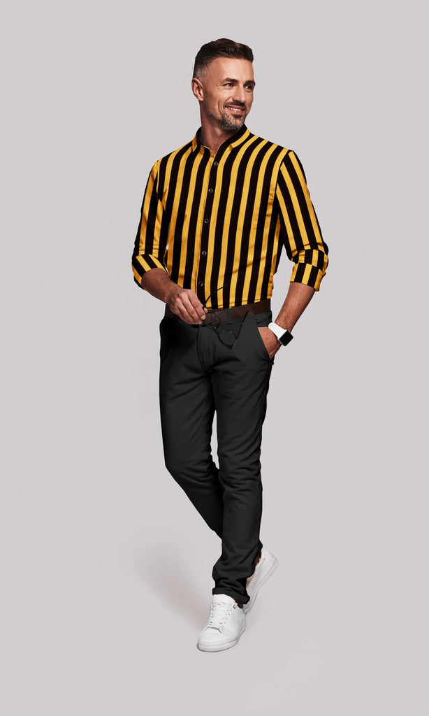 Bengal Yellow Stripes Cuban Shirt  yellow lining shirt – London Prints